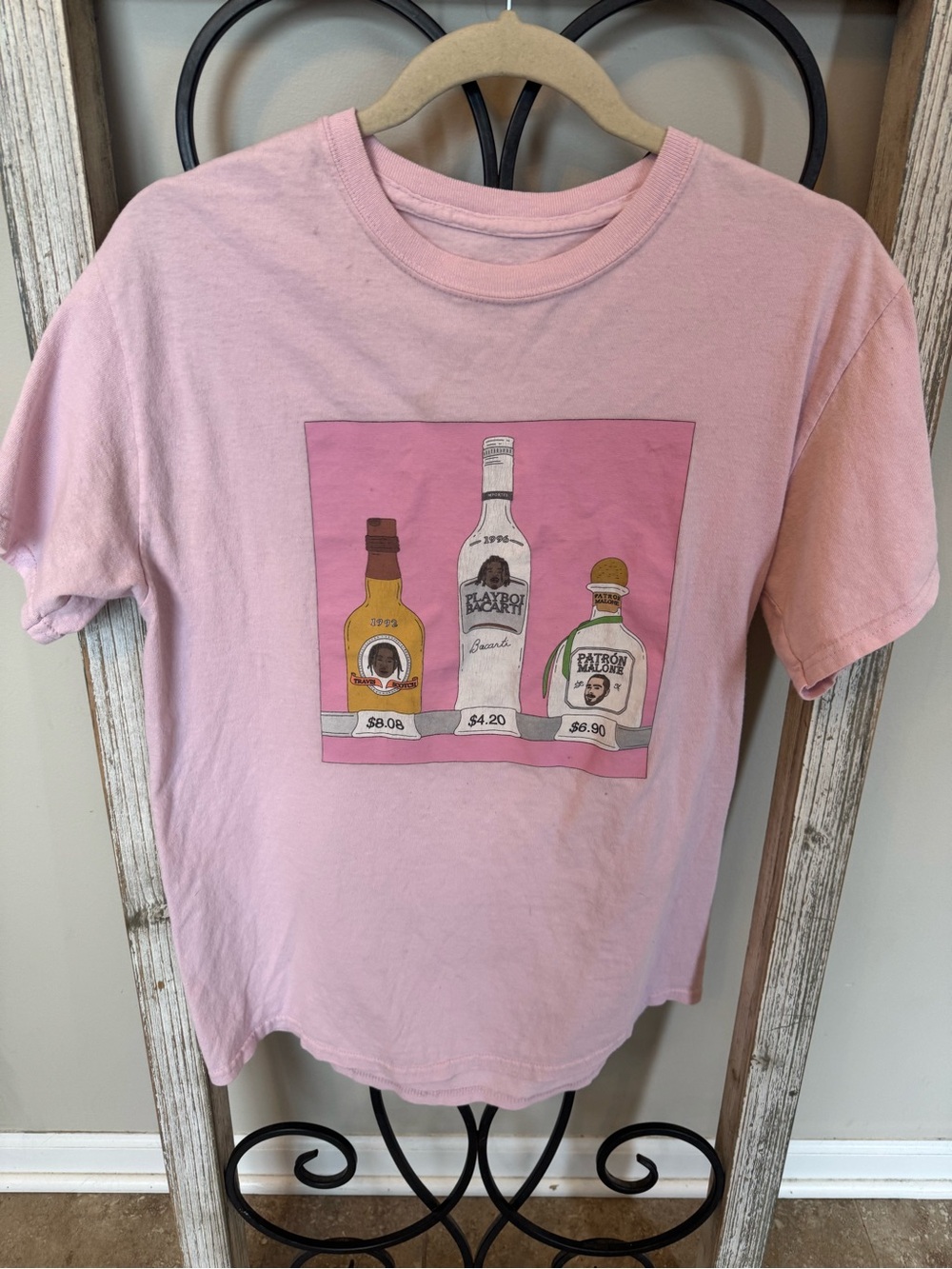 Somehoodlum Rap Graphic T Shirt Pink Travis Scott Playboi Carti Medium